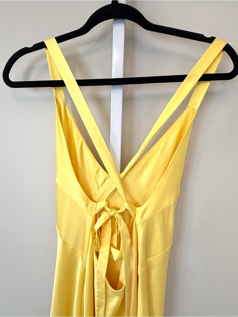 Show Me Your MuMu Anderson Yellow Satin Slip Maxi Dress Slit Size M - Picture 12 of 13